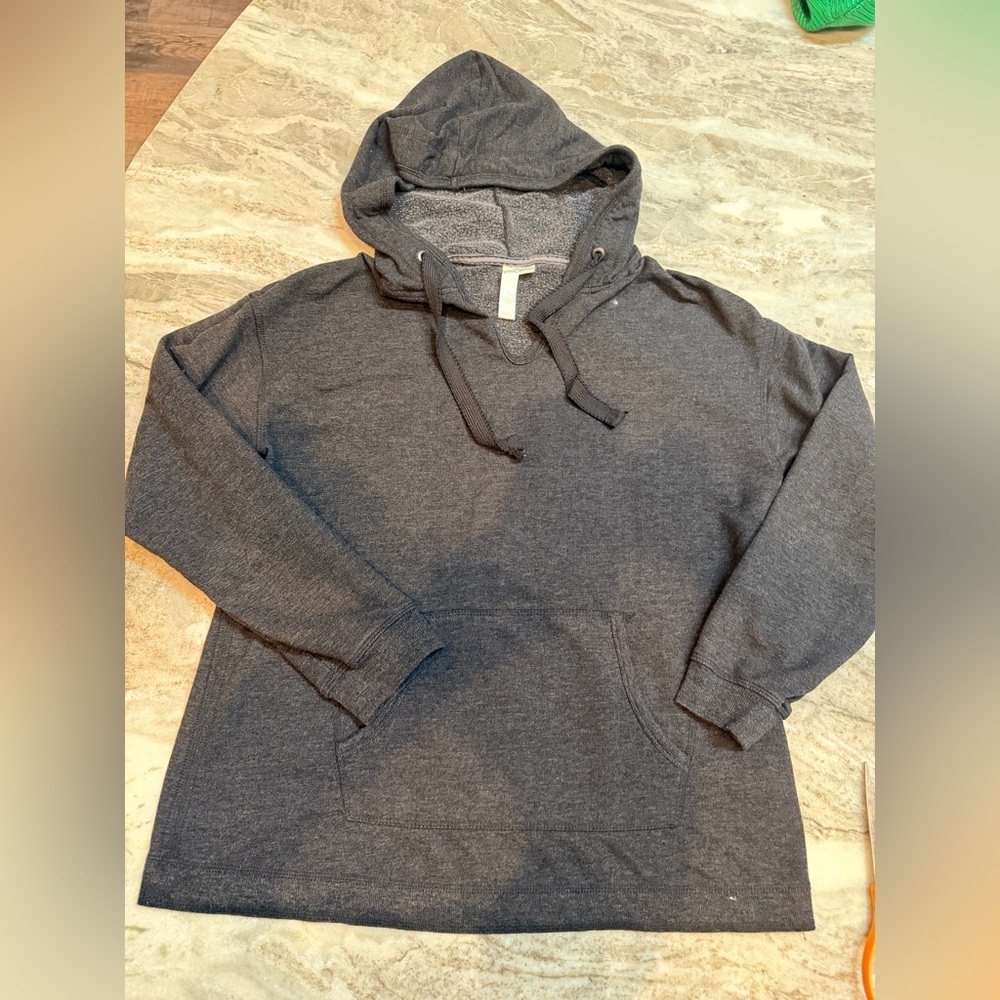 Green Tea Charcoal Gray Hoodie Women’s XL Soft Stretch Pullover
